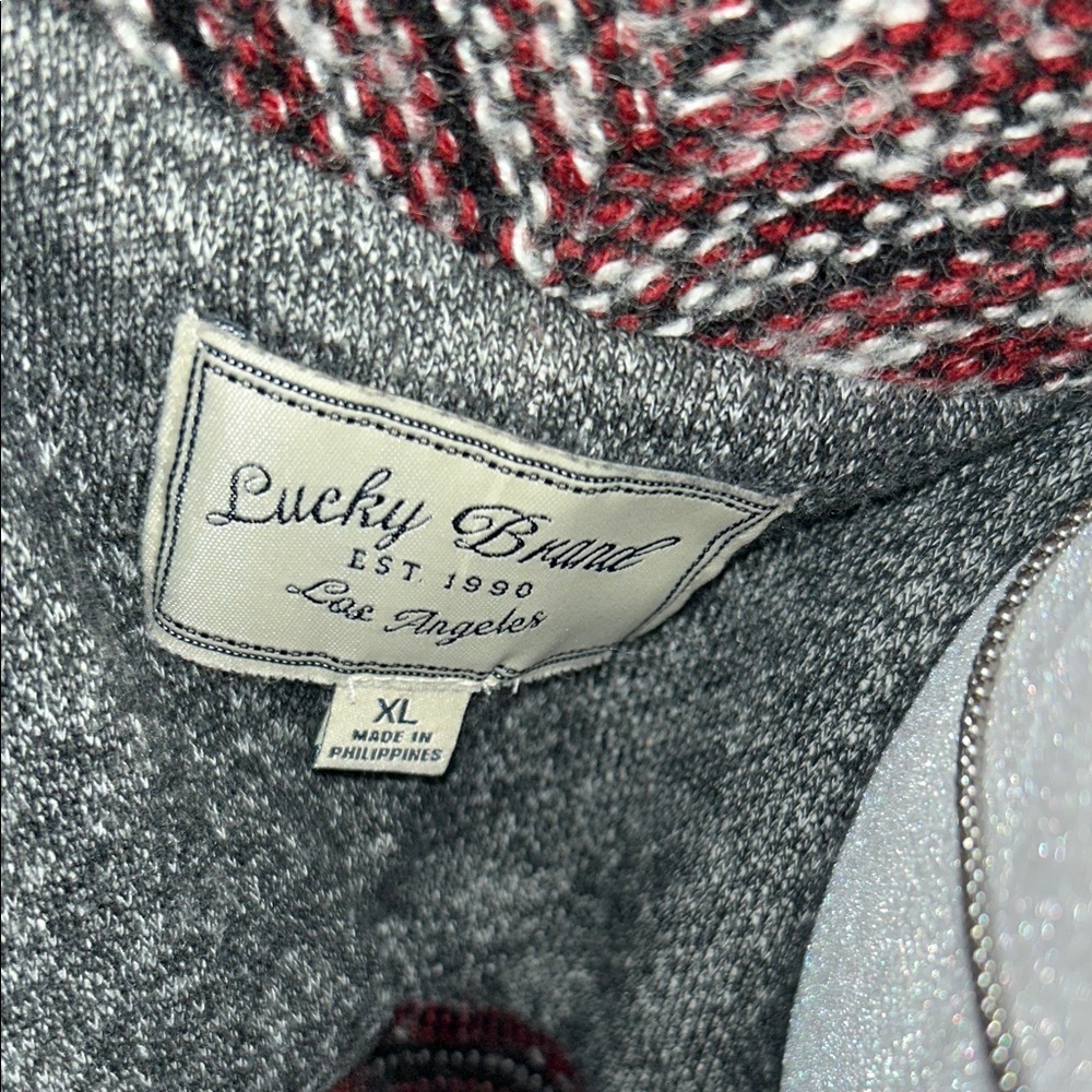 Lucky Brand Red and Gray Striped Cardigan - Picture 7 of 7